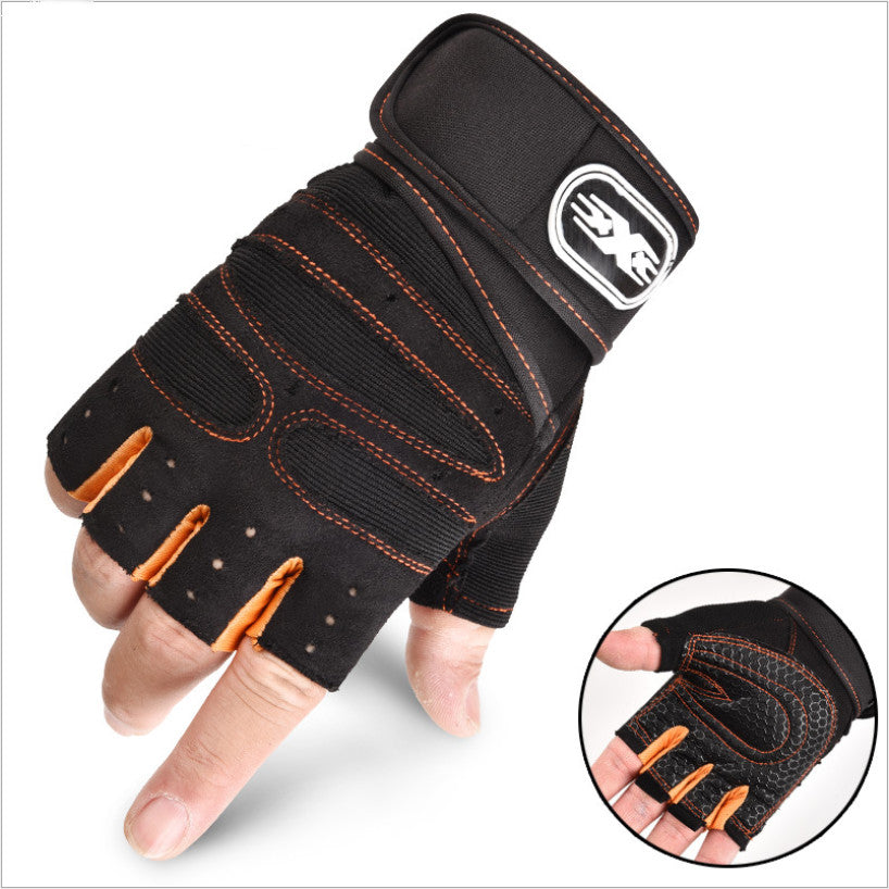 Half Finger Cycling Gloves, Breathable Anti-Slip, Sky Blue L