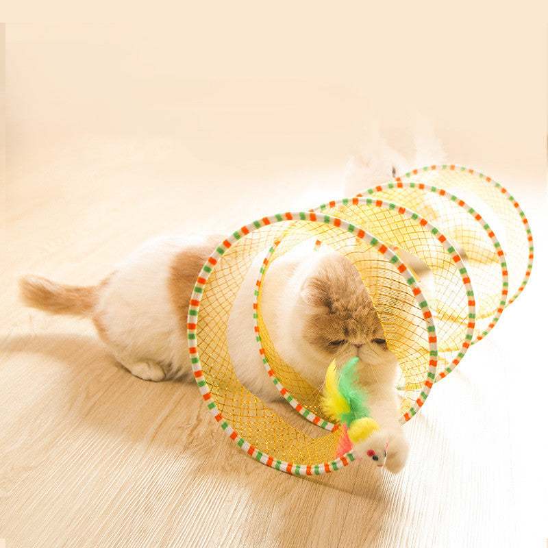 Foldable Cat Tunnel Toy, Blue