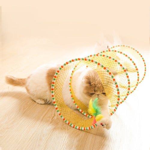 Foldable Cat Tunnel Toy, Blue