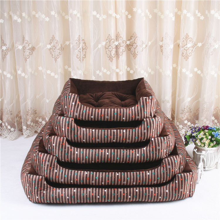 Dark Coffee Stripe Cat Bed, 45 cm Cloth Pet Nest