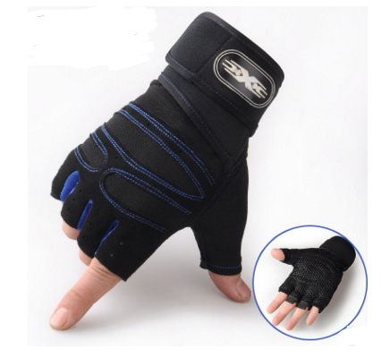 Half Finger Cycling Gloves, Breathable Anti-Slip, Sky Blue L