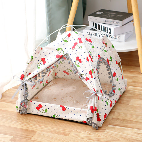 Enclosed Cat Tent Bed, Cherry, Size S