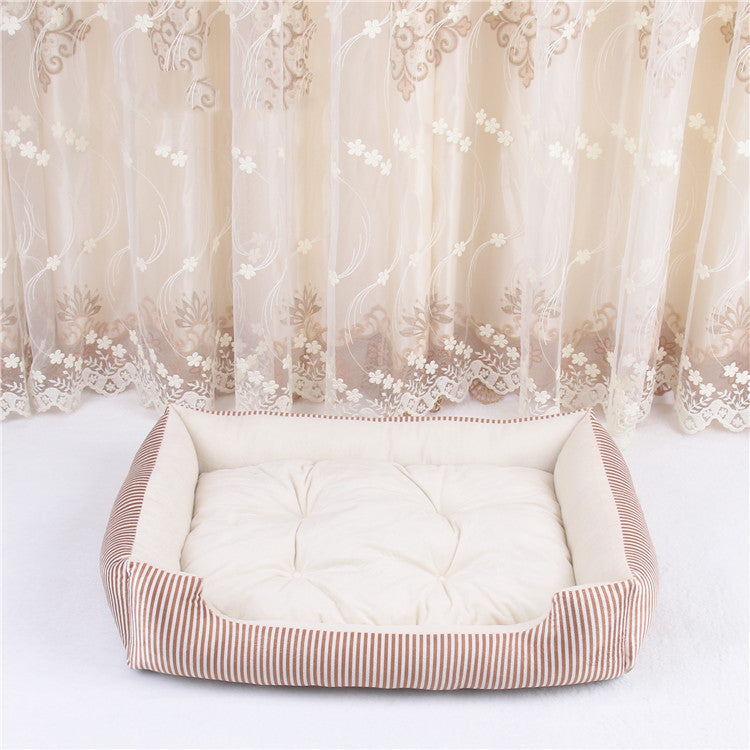 Dark Coffee Stripe Cat Bed, 45 cm Cloth Pet Nest