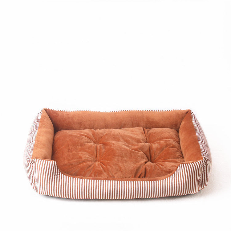 Dark Coffee Stripe Cat Bed, 45 cm Cloth Pet Nest