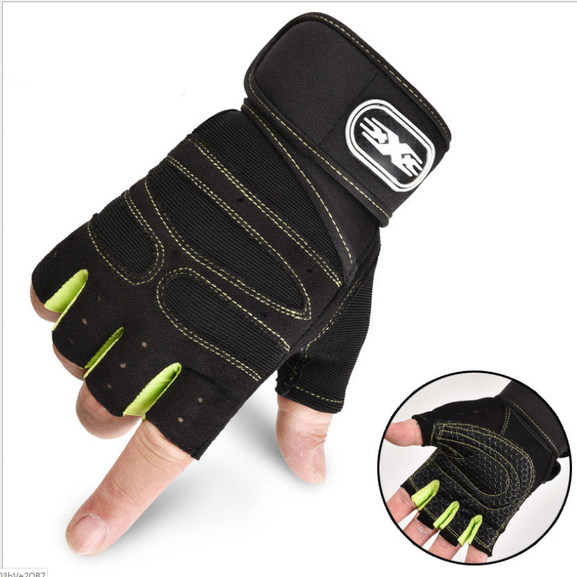 Half Finger Cycling Gloves, Breathable Anti-Slip, Sky Blue L