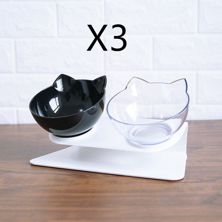 Elevated Cat Feeder Stand with Transparent Double Bowl