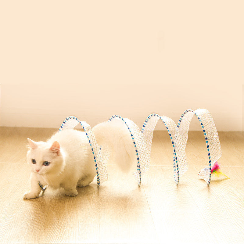 Foldable Cat Tunnel Toy, Blue