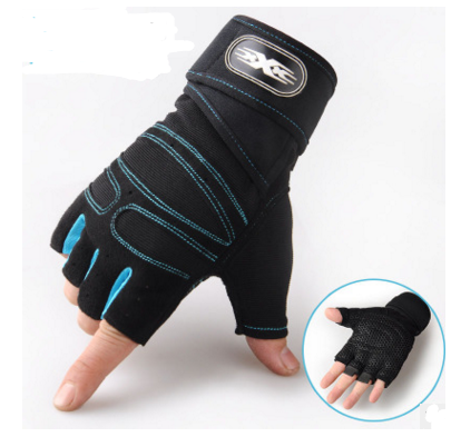 Half Finger Cycling Gloves, Breathable Anti-Slip, Sky Blue L