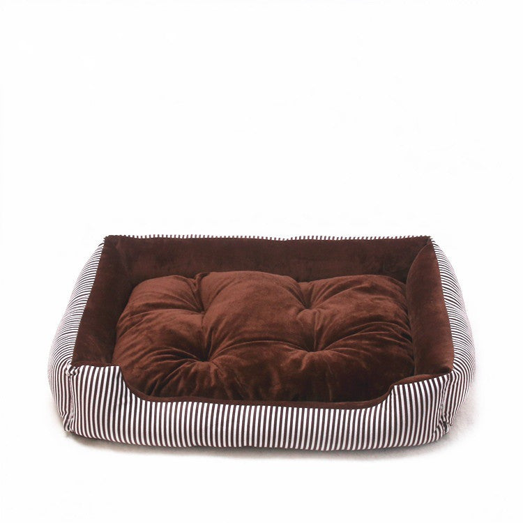 Dark Coffee Stripe Cat Bed, 45 cm Cloth Pet Nest