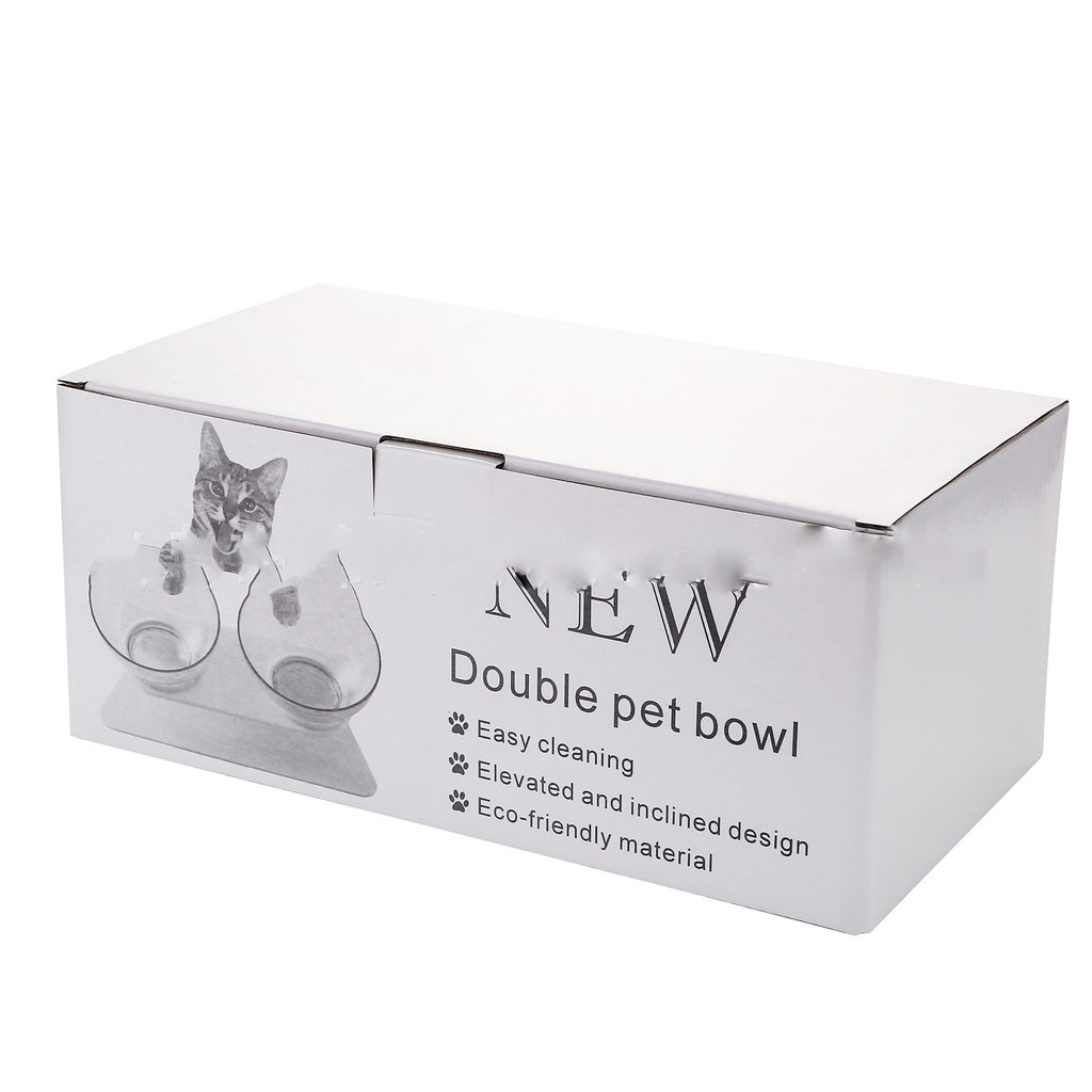 Elevated Cat Feeder Stand with Transparent Double Bowl