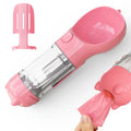 Portable 3-in-1 Pet Water Bottle with Food Box, 500ml Pink