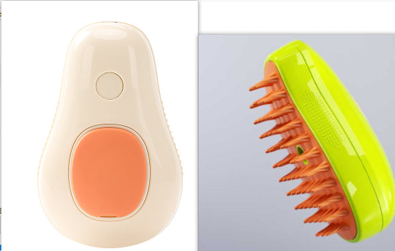 Avocado Steam Cat Brush, Self-Cleaning Grooming Comb, Cream White