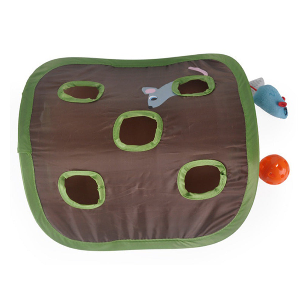 Nine-Hole Foldable Cat Hide and Seek Tunnel Toy, Green